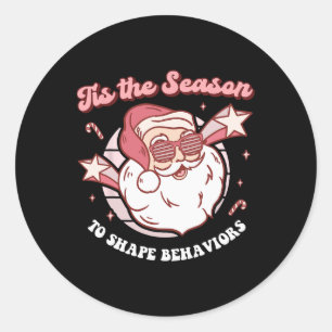 christmas aba behaviour therapy retro technician s classic round sticker