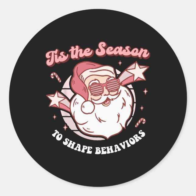 christmas aba behaviour therapy retro technician s classic round sticker (Front)
