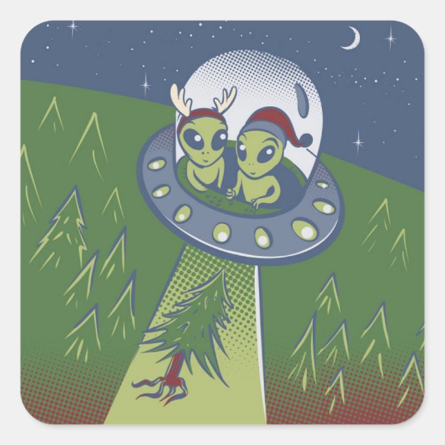 Christmas abduction square sticker (Front)