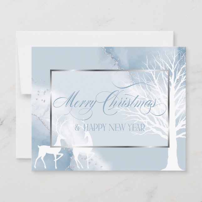 Christmas Abstract Budget Dusty Blue Winter Tree  (Front)