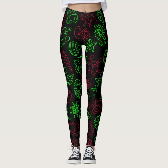 Christmas Abstract Pattern Leggings (Front)