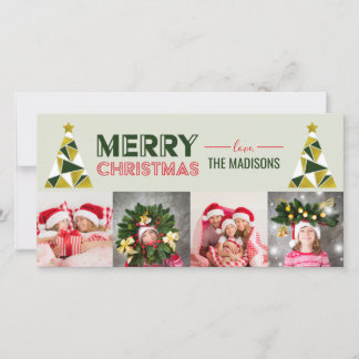 Christmas Abstract Pine Tree Photo Collage Card