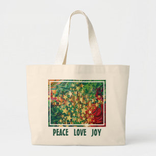 Christmas Abstract Stars PEACE LOVE JOY Custom Large Tote Bag