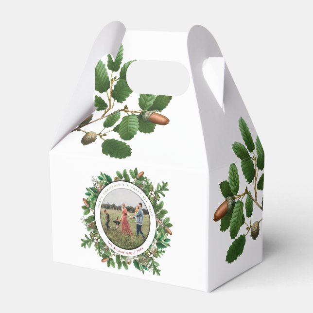 Christmas Acorn Wreath Family Photo  Favour Box (Front Side)