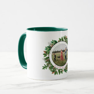 Christmas Acorn Wreath Family Photo  Mug