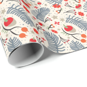 Christmas acorns and fir berry pattern wrapping paper