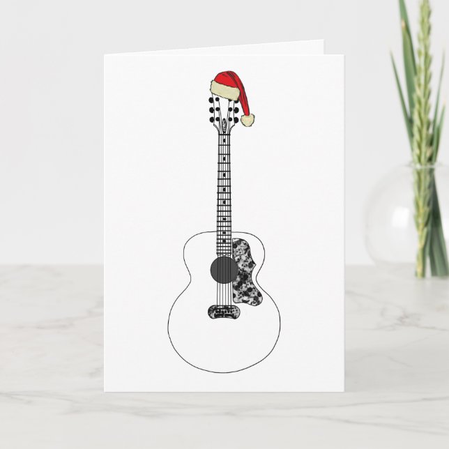 Christmas Acoustic Guitar Art Funny Festive Music Card (Front)