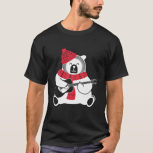 Christmas Acoustic Guitar Santa Bear playing Music T-Shirt