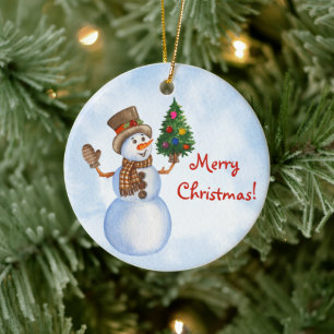 Christmas Acrylic Ornament for tree with snowmen