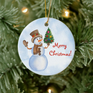 Christmas Acrylic Ornament for tree with snowmen