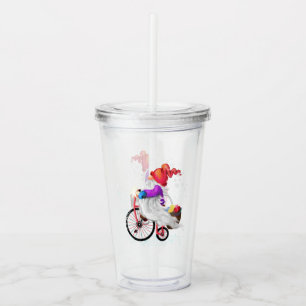 Christmas Acrylic Tumbler Gift Gnome with Bike