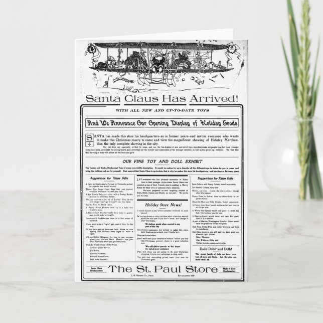 Christmas ad 1909 Little Falls Herald Minnesota Holiday Card (Front)