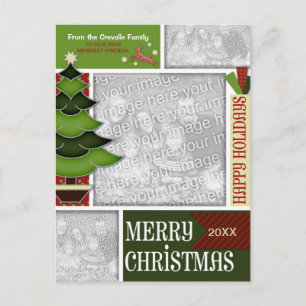 Christmas ADD YOUR PHOTO Whimsical Tree Holiday Postcard