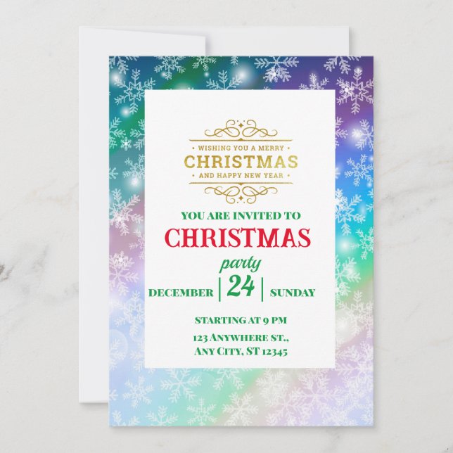 Christmas Add Your Picture and Name, Snowflake Invitation (Front)