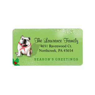 Christmas Address Label - Bulldog - GREEN