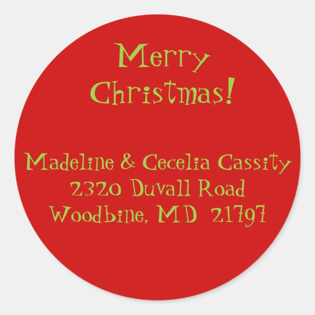 Christmas address sticker label (Front)