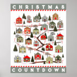 Christmas Advent Calendar 2023 Poster<br><div class="desc">Festive Christmas Countdown Advent Calendar holiday gift featuring a snowy village of 24 houses leading to a gingerbread house. Add your text to personalise.</div>