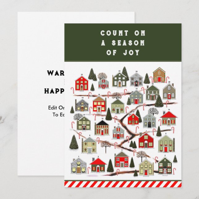 Christmas Advent Calendar Holiday Cards (Front/Back)