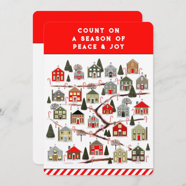 Christmas Advent Calendar Holiday Cards (Front/Back)