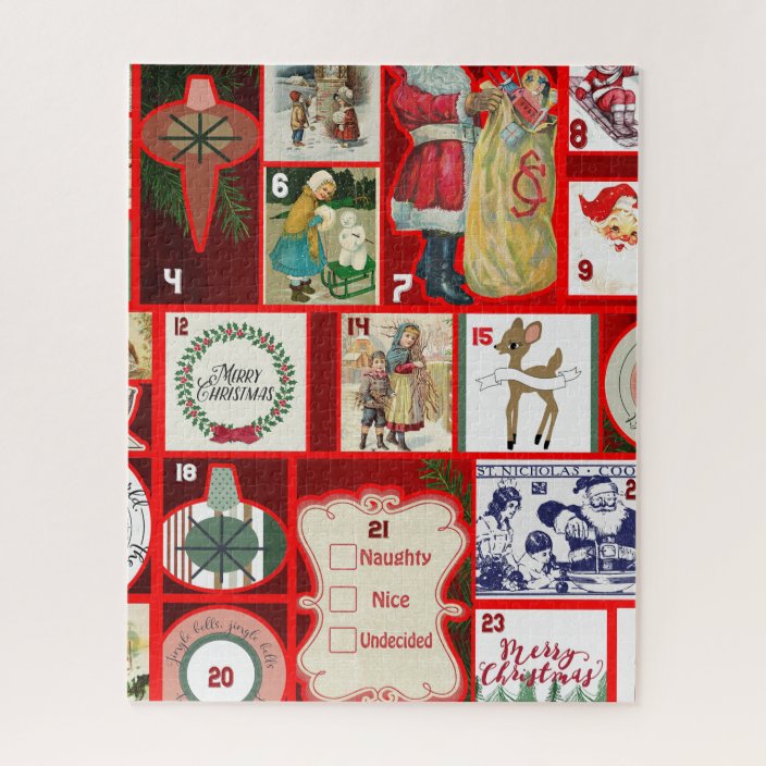 Christmas Advent Calendar Holiday Winter Graphic Jigsaw Puzzle Zazzle.co.uk