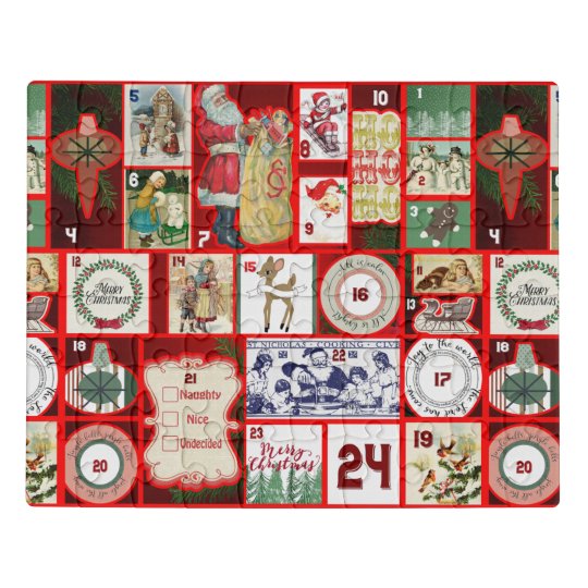 Christmas Advent Calendar Holiday Winter Graphic Jigsaw Puzzle Zazzle