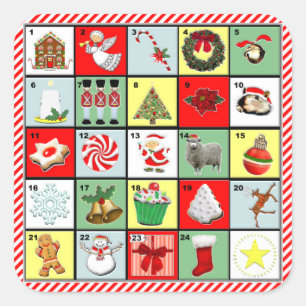 Christmas Advent Calendar Square Sticker