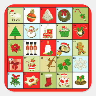 Christmas Advent Calendar Square Sticker
