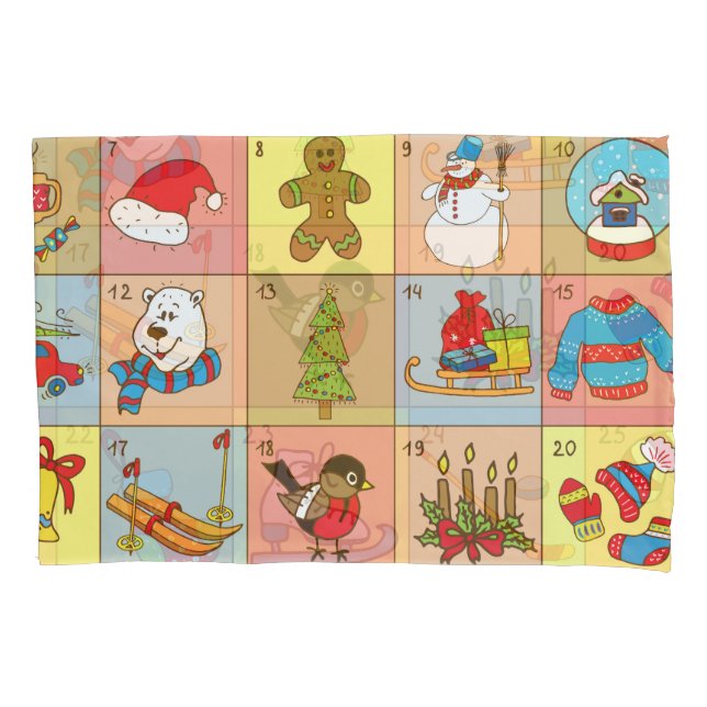 Christmas Advent: Doodle Element Collection Pillowcase (Front)