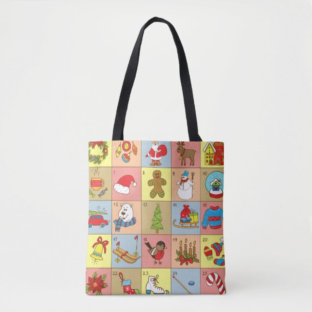 Christmas Advent: Doodle Element Collection Tote Bag (Front)