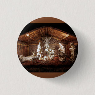 Christmas Advent Jesus Nativity Manger Scene 3 Cm Round Badge