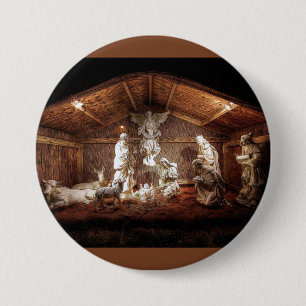 Christmas Advent Jesus Nativity Manger Scene 7.5 Cm Round Badge