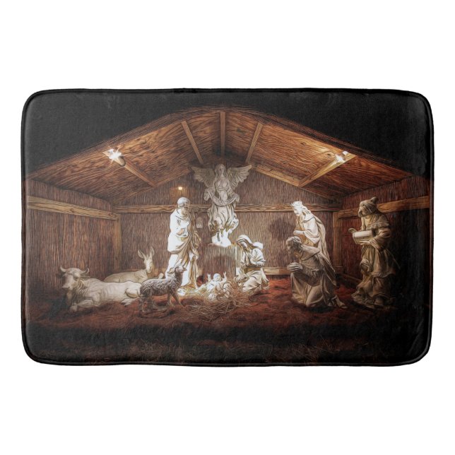 Christmas Advent Jesus Nativity Manger Scene Bath Mat (Front)