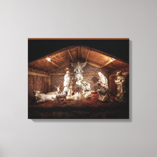 Christmas Advent Jesus Nativity Manger Scene Canvas Print (Front)