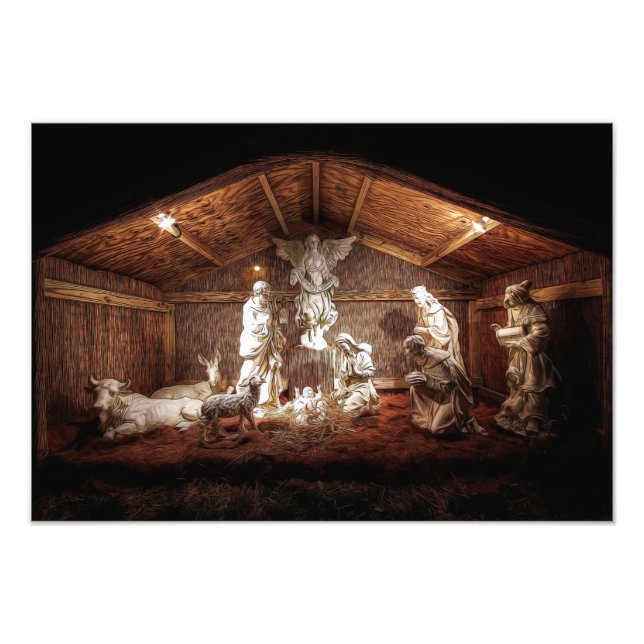 Christmas Advent Jesus Nativity Manger Scene Photo Print (Front)