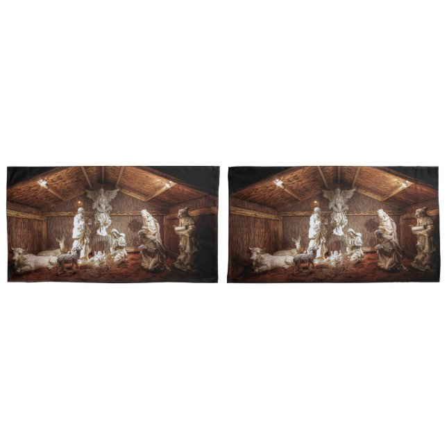 Christmas Advent Jesus Nativity Manger Scene Pillowcase (Front-Set)