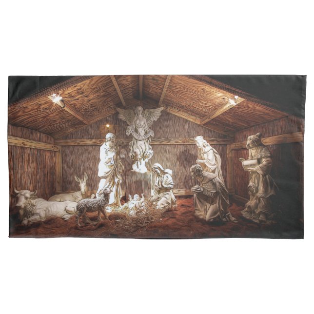 Christmas Advent Jesus Nativity Manger Scene Pillowcase (Front)