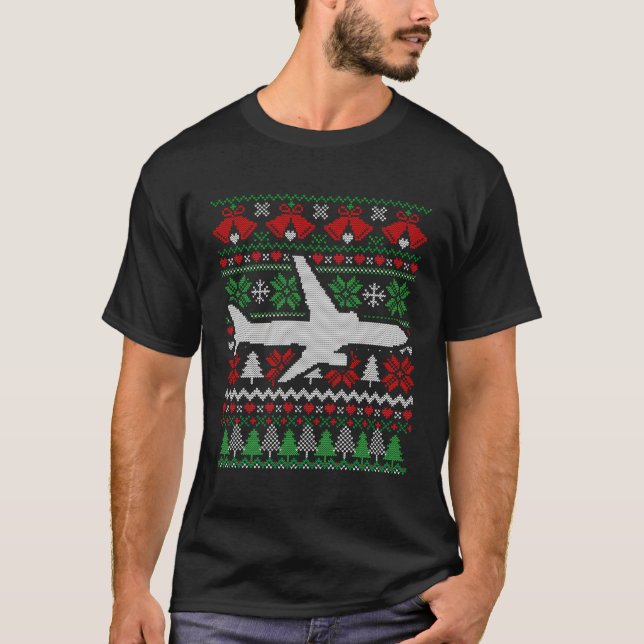 Christmas Aeroplane Aviation Gift T-Shirt (Front)
