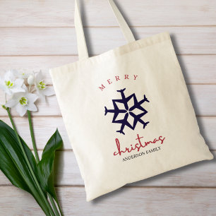 Christmas Aeroplane Blue Snowflake Modern Aviation Tote Bag