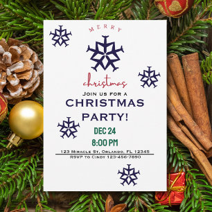 Christmas Aeroplane Snowflake Minimalist Aviation Invitation