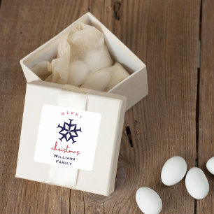 Christmas Aeroplane Snowflake Minimalist Aviation Square Sticker