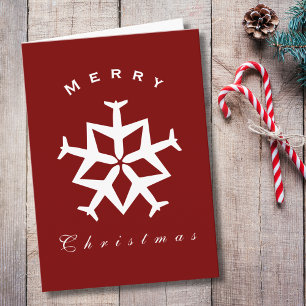 Christmas Aeroplane Snowflake Photo Funny Aviation Card