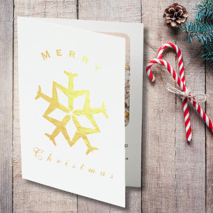 Christmas Aeroplane Snowflake Photo Funny Aviation Foil Card