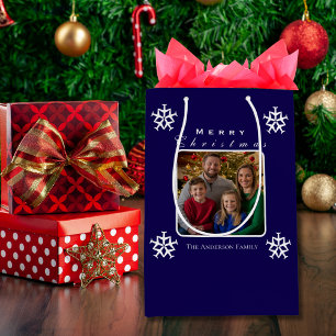 Christmas Aeroplane Snowflake Photo Funny Custom  Medium Gift Bag