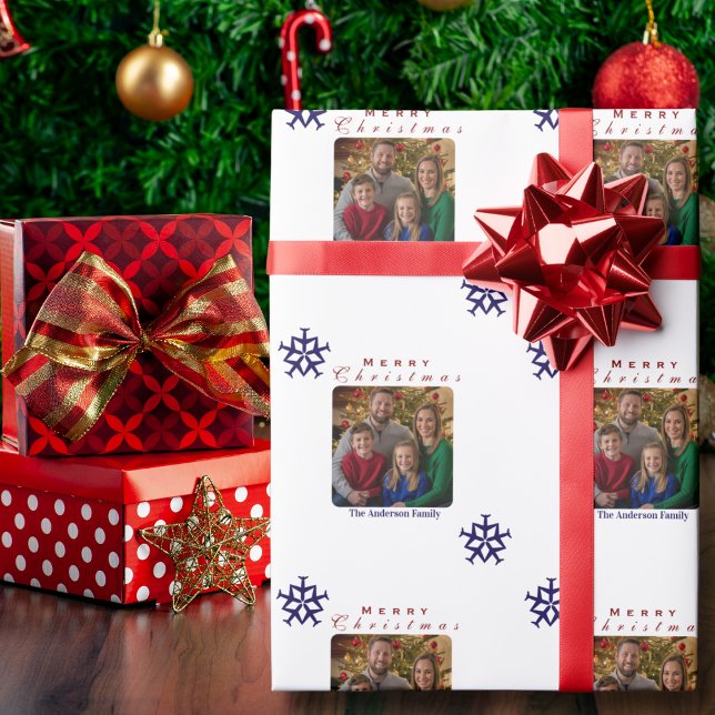 Christmas Aeroplane Snowflake Photo Funny Custom  Wrapping Paper (Creator Uploaded)