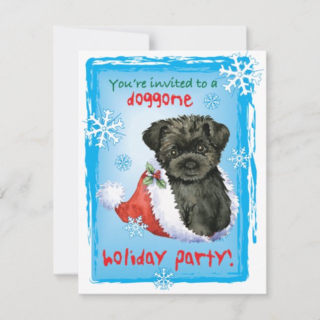 Christmas Affenpinscher Invitation (Front)