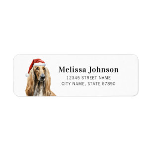 Christmas Afghan Hound Dog Return Address Labels
