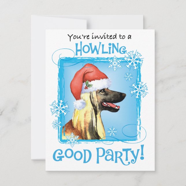 Christmas Afghan Hound Holiday Invitation (Front)
