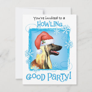 Christmas Afghan Hound Holiday Invitation