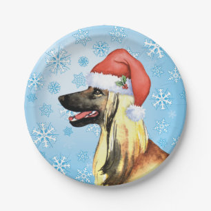 Christmas Afghan Hound Paper Plate