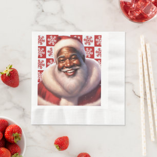 Christmas African-American Jolly Santa Claus, Napkin
